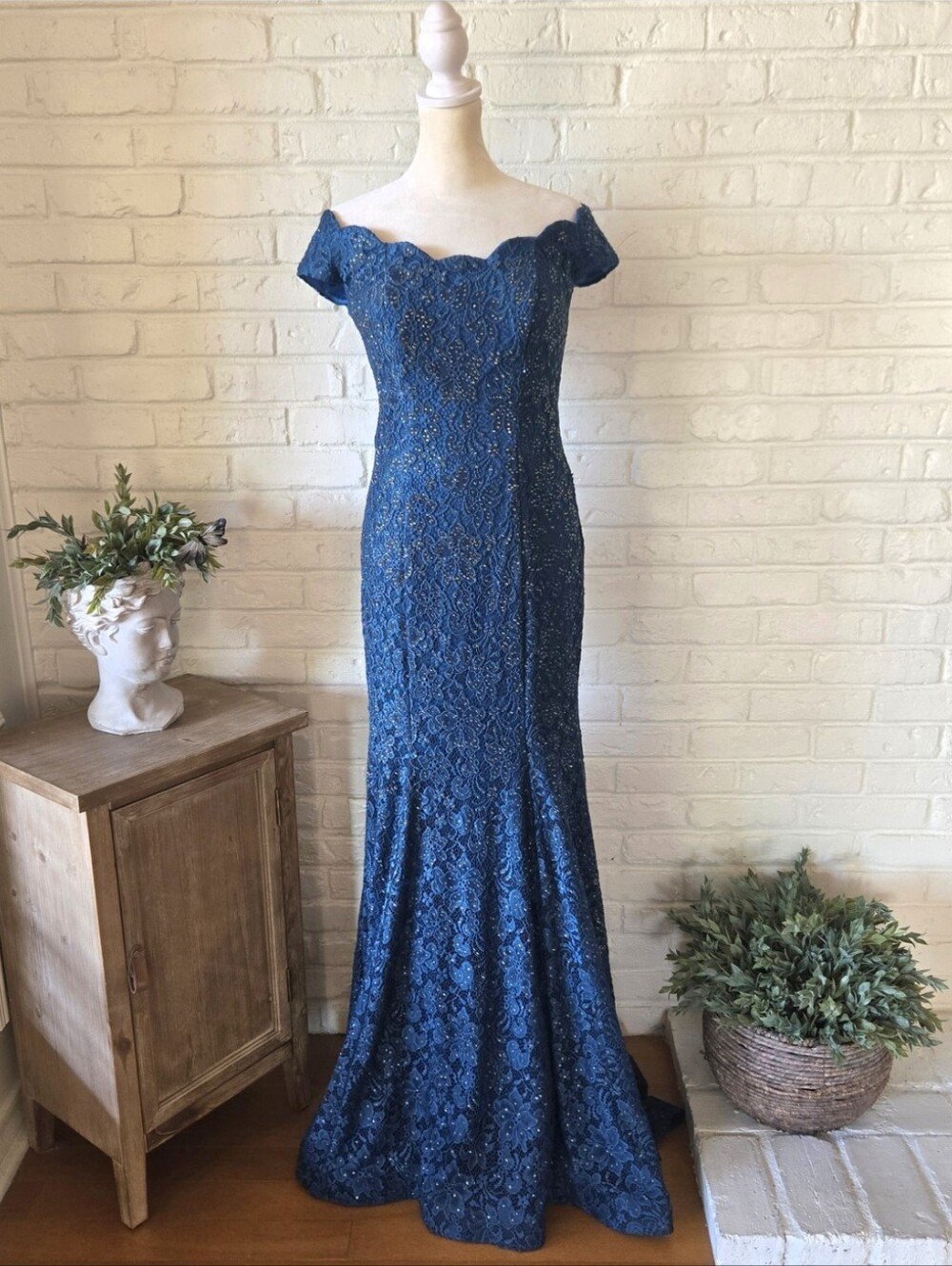 La Femme Rhinestone Mermaid Gown, Trumpet, 4